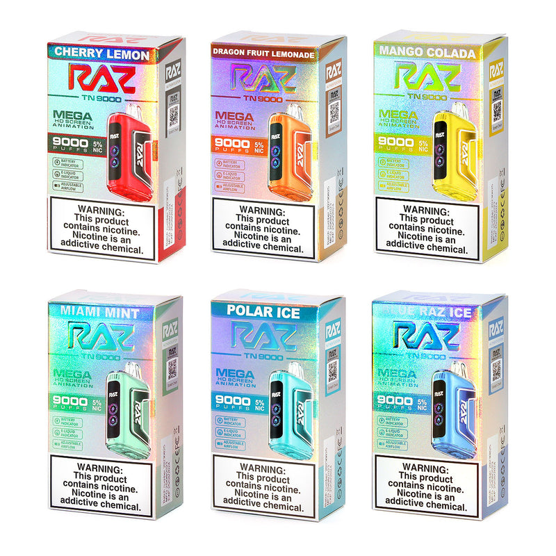 RAZ TN9000 PUFFS 5 % NIC (BOX OF 5)