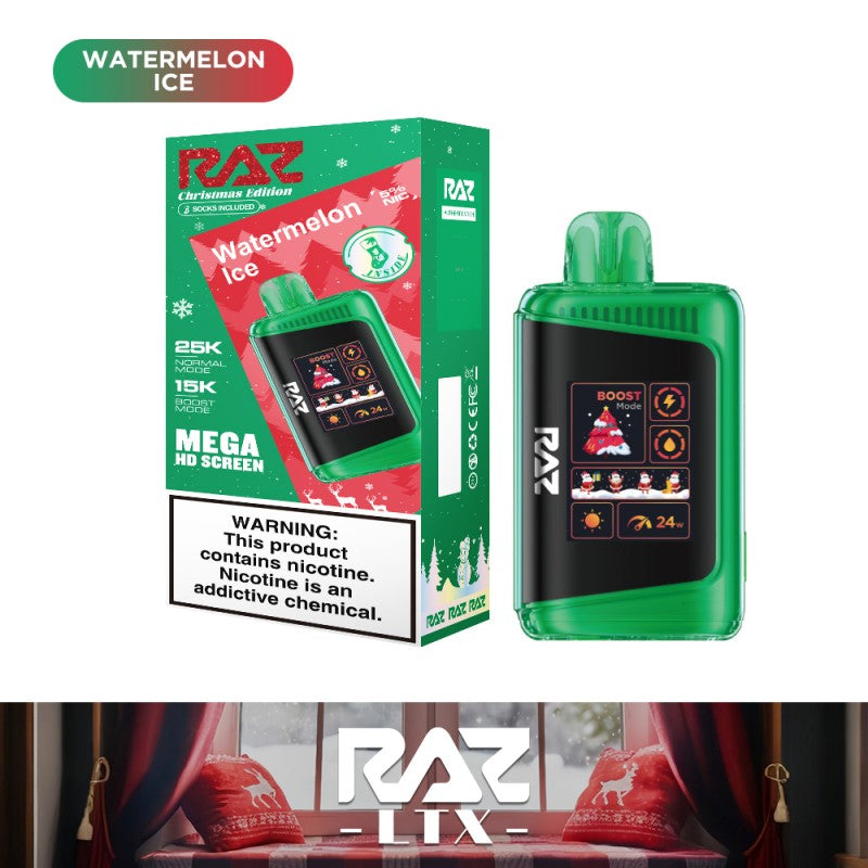 RAZ LTX 25000 PUFFS CHRISTMAS EDITION DISPOSABLE VAPE (BOX OF 5) RAZ LTX 25000 PUFFS CHRISTMAS EDITION DISPOSABLE VAPE (BOX OF 5)